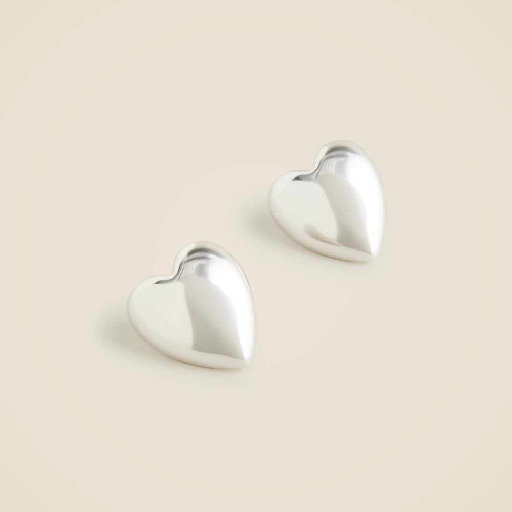 J. Crew Silver Oversized Heart Earrings